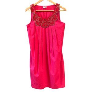 Philosophy di Alberta Ferretti Hot Pink Crocheted Neckline Cocktail Shift Dress